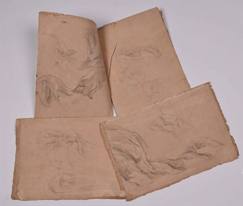 Jacopo Alessandro Calvi Il Sordino (1740-1815), attribuito a Studi di panneggi  - Auction The Collestions of a Fine Bolognese Art Connoisseur - Cambi Casa d'Aste
