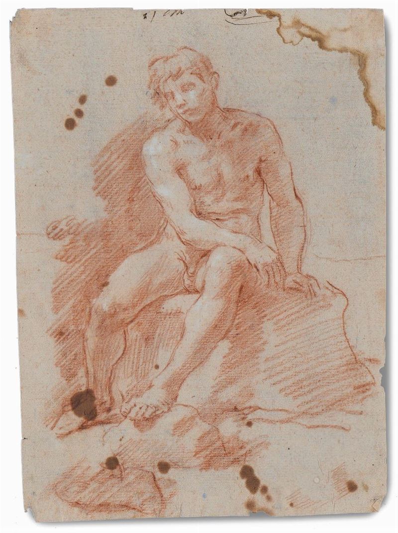 Simone Cantarini (1612-1648), ambito di Nudo maschile  - Auction The Collestions of a Fine Bolognese Art Connoisseur - Cambi Casa d'Aste