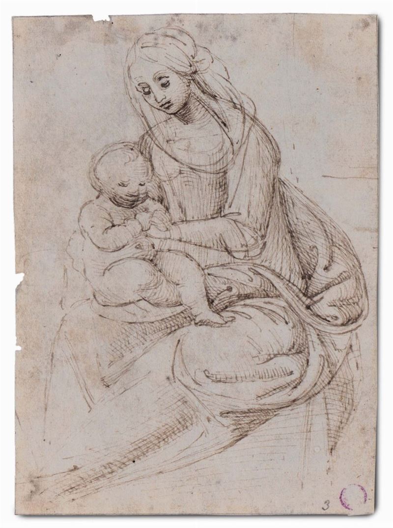 Scuola Italiana del XVI secolo Madonna con Bambino  - Auction The Collestions of a Fine Bolognese Art Connoisseur - Cambi Casa d'Aste