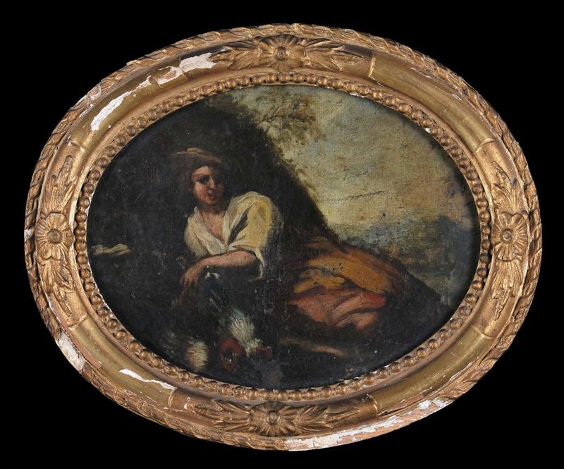 Scuola Bolognese del XVIII secolo Pastorella entro paesaggio  - Auction The Collestions of a Fine Bolognese Art Connoisseur - Cambi Casa d'Aste