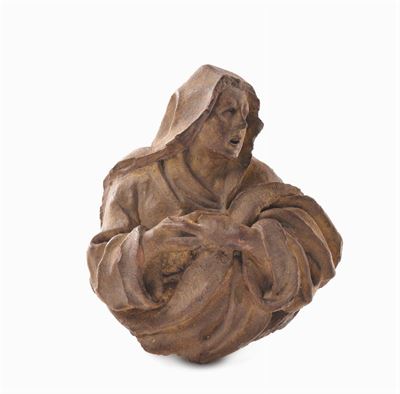 Placca in Terracotta Raffigurante Busto della Vergine, XVII Secolo