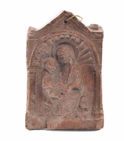 Tabernacolo in Terracotta Raffigurante Madonna con il Bambino, XVIII Secolo