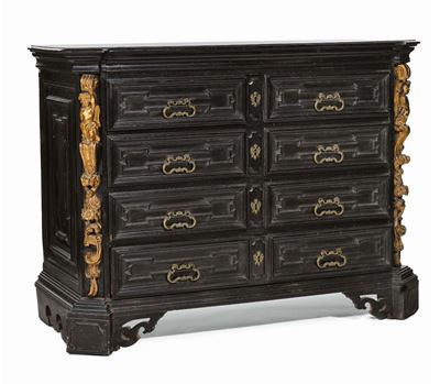 Canterano in Legno Ebanizzato a Quattro Cassetti, Fine XVII Secolo