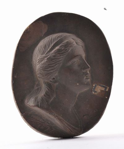 Placca in Terracotta con Profilo Femminile, 1877
