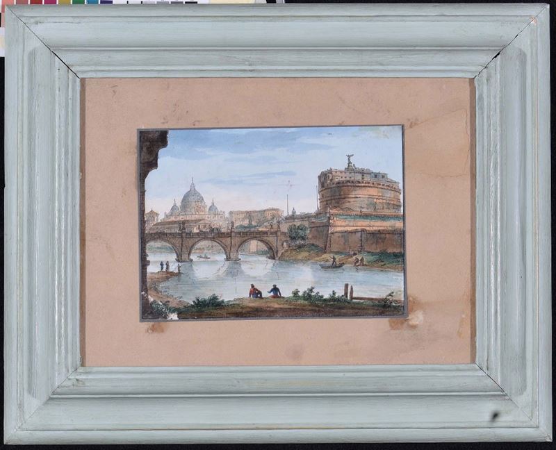 Anonimo del XIX secolo Veduta di Castel Sant'Angelo  - Auction The Collestions of a Fine Bolognese Art Connoisseur - Cambi Casa d'Aste