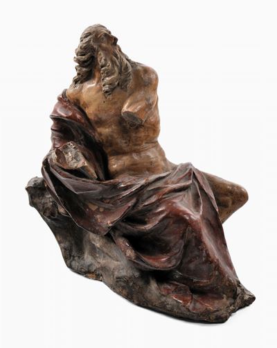 Scultura in Terracotta Policroma Raffigurante San Gerolamo, XVIII Secolo