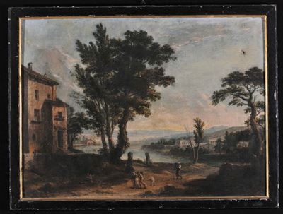 Scuola del XVIII Secolopaesaggio con Viandanti e Alberi