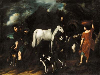 Anton Maria Vassallo (1620-1654), Ambito Dianimali alla Fonte con Pastori