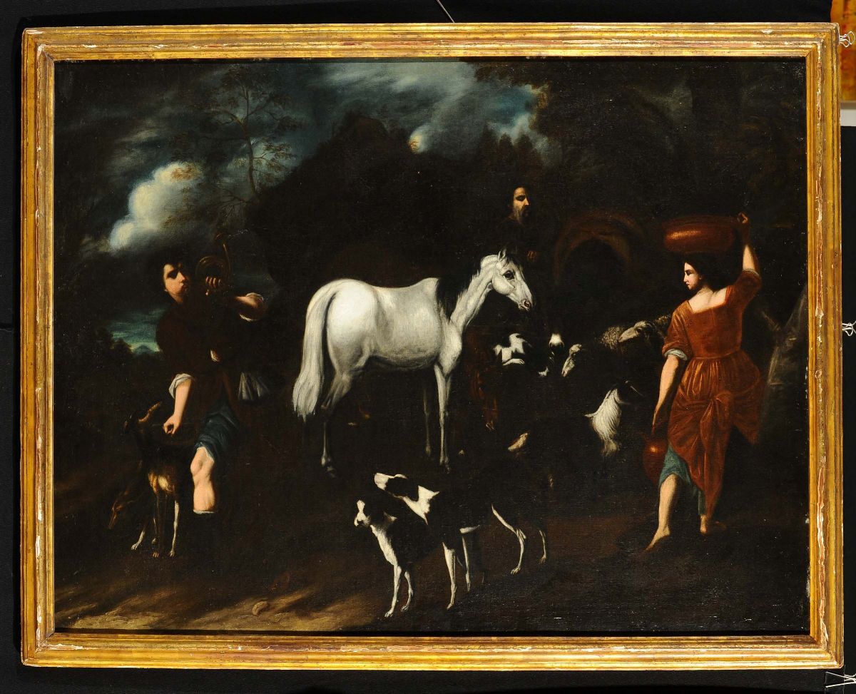 Anton Maria Vassallo (1620-1654), Ambito Dianimali alla Fonte con Pastori