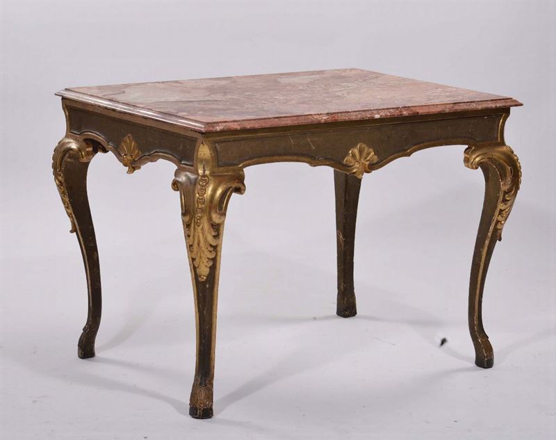 Tavolo da centro in stile barocchetto laccato e dorato  - Auction The Collestions of a Fine Bolognese Art Connoisseur - Cambi Casa d'Aste
