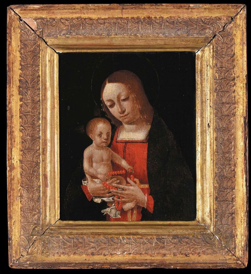 Scuola Lombarda della fine del XVI secolo Madonna del rosario  - Auction The Collestions of a Fine Bolognese Art Connoisseur - Cambi Casa d'Aste