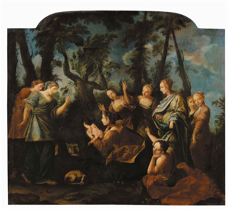 Scuola Veneta del XVIII secolo: Ritrovamento di Mosè  - Auction The Collestions of a Fine Bolognese Art Connoisseur - Cambi Casa d'Aste