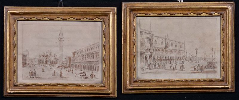 Anonimo del XIX Secolo Vedute di Piazza San Marco  - Auction The Collestions of a Fine Bolognese Art Connoisseur - Cambi Casa d'Aste