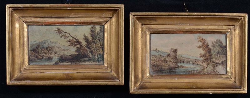 Anonimo del XIX secolo Paesaggi fluviali  - Auction The Collestions of a Fine Bolognese Art Connoisseur - Cambi Casa d'Aste