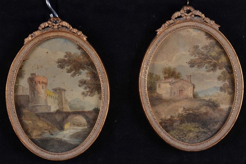 Anonimo del XIX secolo Paesaggi con architetture  - Auction The Collestions of a Fine Bolognese Art Connoisseur - Cambi Casa d'Aste