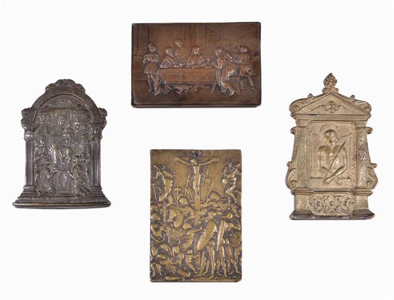 Quatrto placchette in bronzo, XIX secolo  - Auction The Collestions of a Fine Bolognese Art Connoisseur - Cambi Casa d'Aste