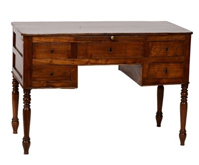 Scrivania in Noce con Gambe Tornite, XIX Secolo