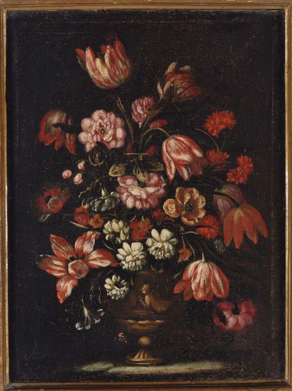 Anonimo del XIX secolo Natura morta con fiori