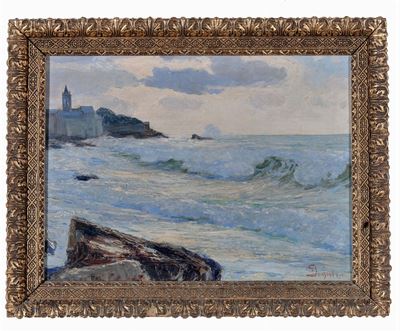 Giuseppe Sacheri (1863-1950)mareggiata in Liguria
