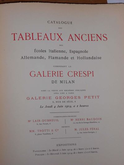 Musei - Cataloghicatalogue Des Tableaux Anciens Des Ecoles Italienne, Espagnole, Allemande, Flama...