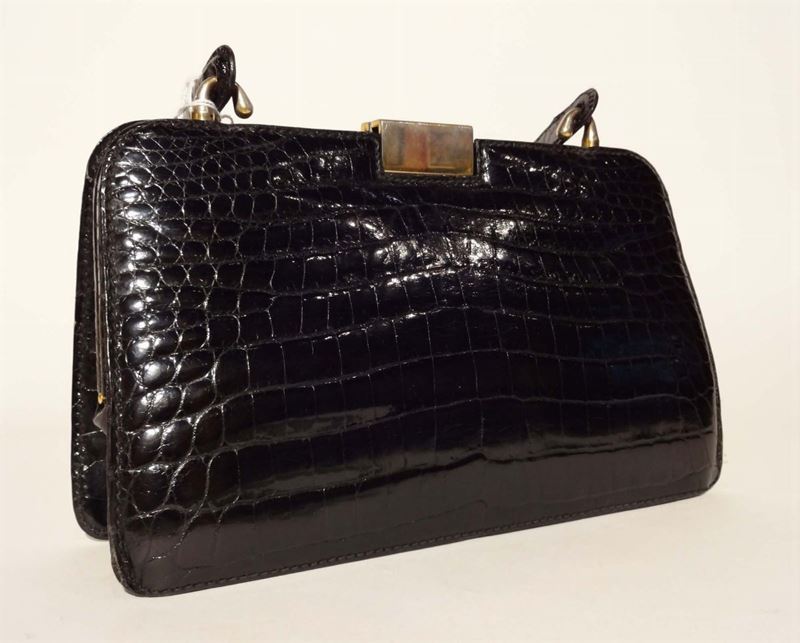 Gucci Borsa in coccodrillo nero  - Auction Vintage - Cambi Casa d'Aste