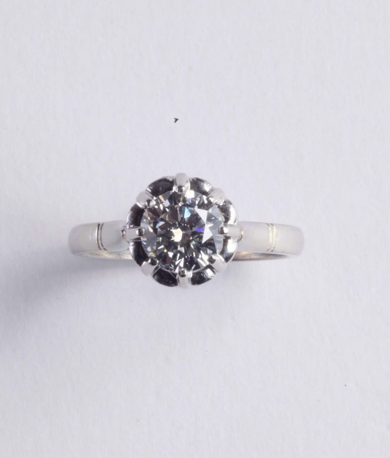 Anello solitaire con diamante  - Auction Silvers, Ancient and Contemporary Jewels - Cambi Casa d'Aste