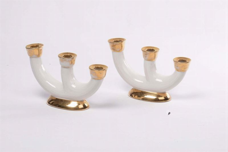 Coppia di candelieri in ceramica anni '30  - Auction OnLine Auction 11-2012 - Cambi Casa d'Aste