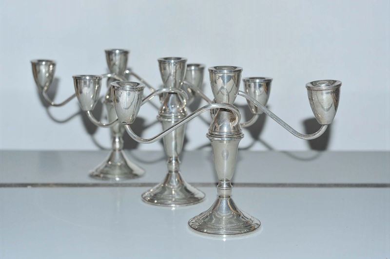 Lotto di Tre Candelieri a Tre Luci in Sterling