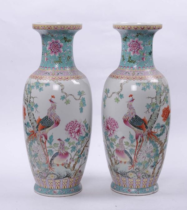 Coppia di vasi in porcellana, Cina periodo Repubblica