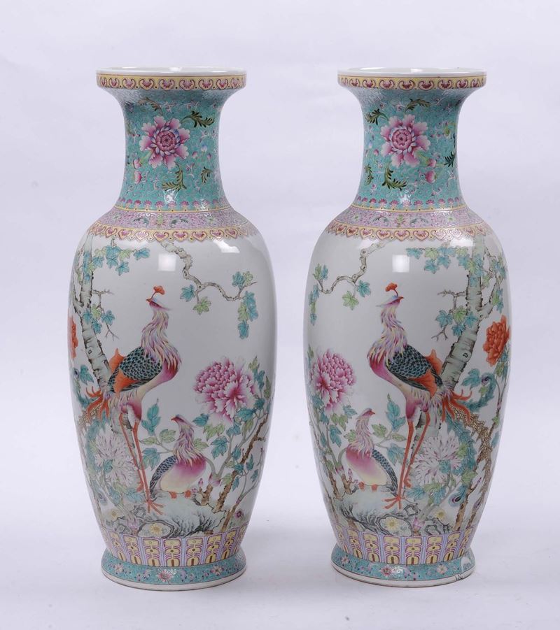 Coppia di vasi in porcellana, Cina periodo Repubblica  - Auction Antique and Old Masters - II - Cambi Casa d'Aste