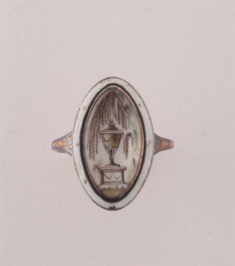 Anello da lutto con miniatura en grisaille  - Asta Argenti e Gioielli Antichi e Contemporanei - Cambi Casa d'Aste