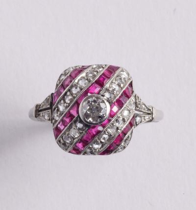 Anello Rubini e Diamanti. Anni '40-'50