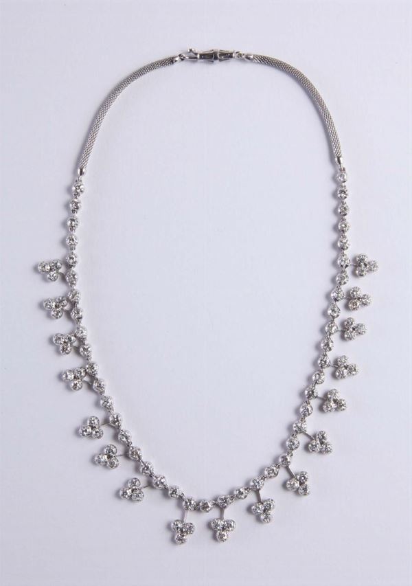 An old-cut diamond necklace designed as a single row