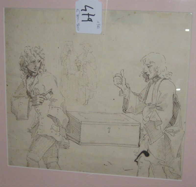 Scuola dell'Italia Settentrionale del XVIII secolo Figure maschili  - Auction The Collestions of a Fine Bolognese Art Connoisseur - Cambi Casa d'Aste