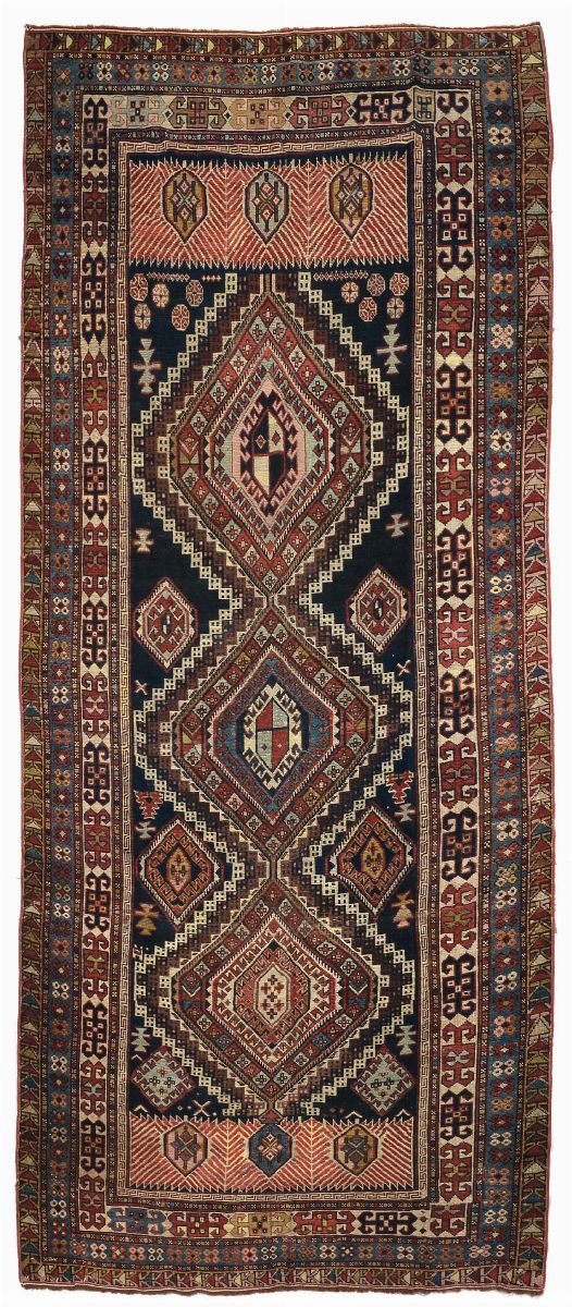A shirvan Kuba long rug late 19th early 20th century.Good condition.  - Auction Ancient Carpets - Cambi Casa d'Aste