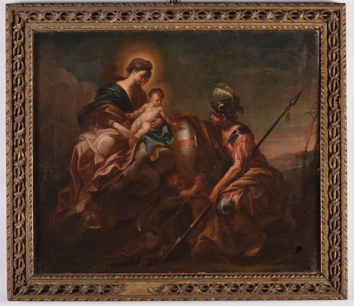 Domenico Piola (1627-1703)madonna con Bambino e San Giorgio con lo Scudo di Genova