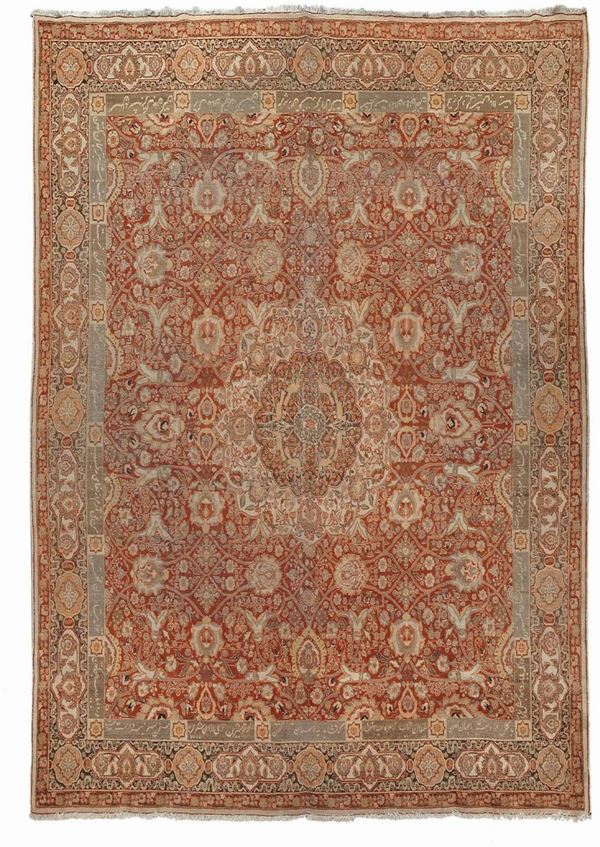 A Persia Tabriz carpet end 19th century. Localised wear area.