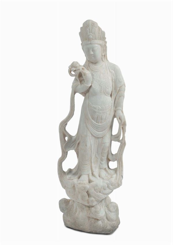 Statua in marmo raffigurante guanyin, Cina