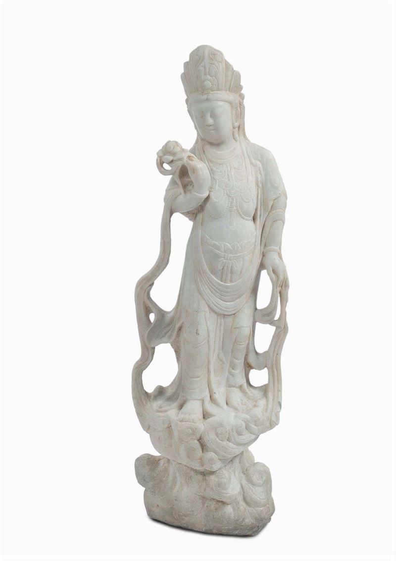 Statua in marmo raffigurante guanyin, Cina  - Auction Antique and Old Masters - II - Cambi Casa d'Aste