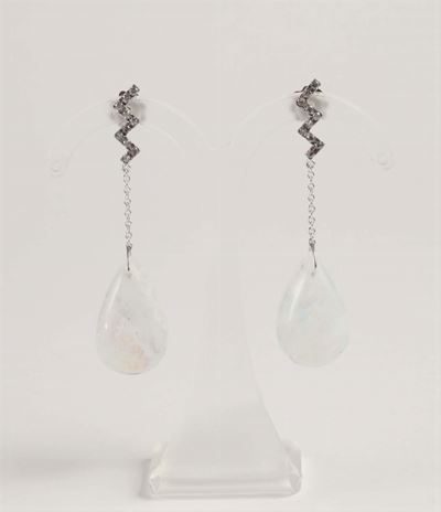Orecchini con Labradorite e Diamanti