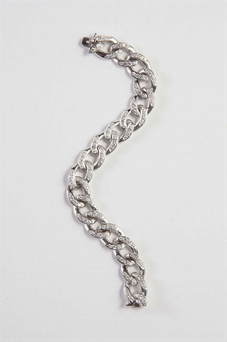 Bracciale a maglia con diamanti taglio brillante  - Auction Silvers, Ancient and Contemporary Jewels - Cambi Casa d'Aste