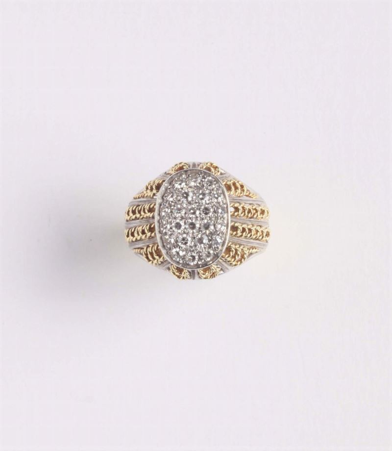 Anello con pavè di diamanti huit-huit  - Auction Silvers, Ancient and Contemporary Jewels - Cambi Casa d'Aste