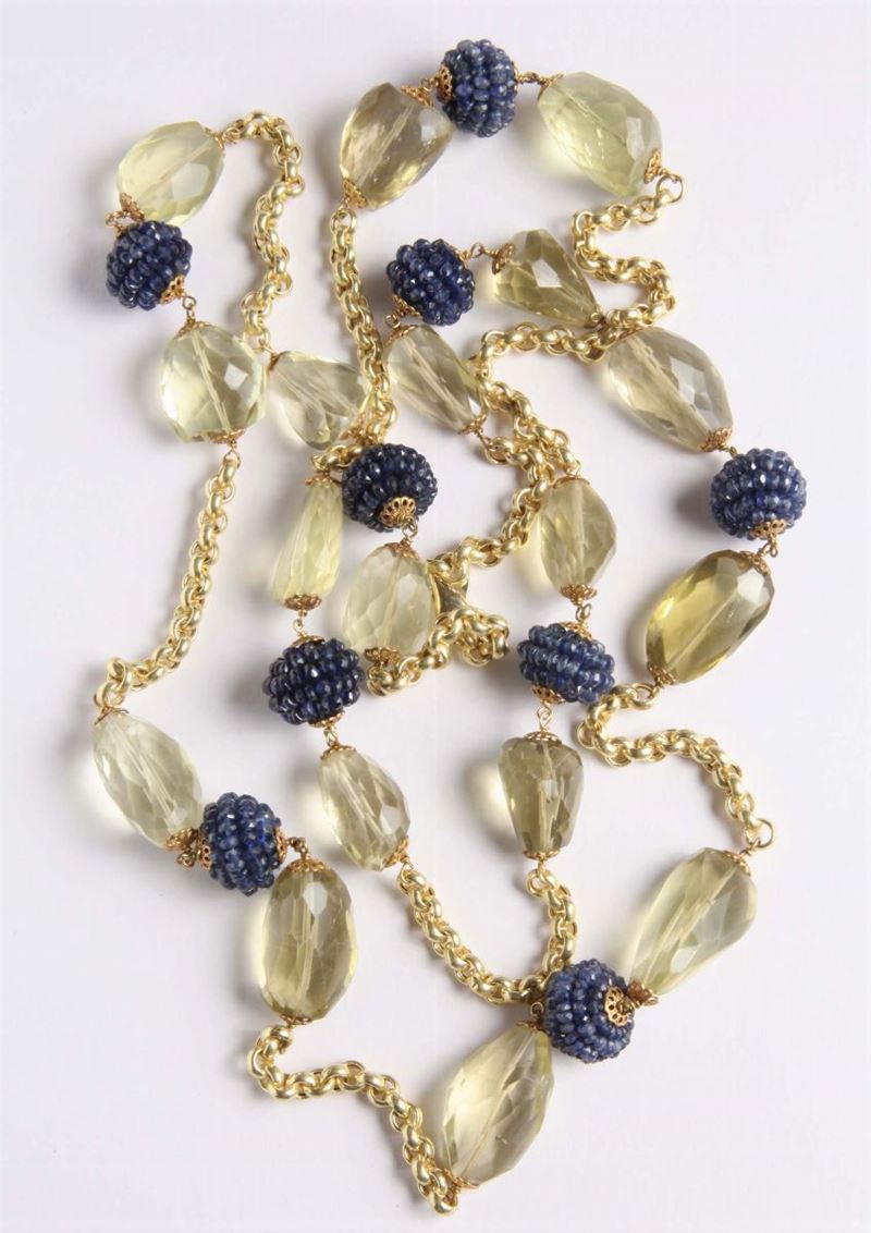 Catena con quarzo citrino e zaffiri taglio briolette  - Auction Silvers, Ancient and Contemporary Jewels - Cambi Casa d'Aste