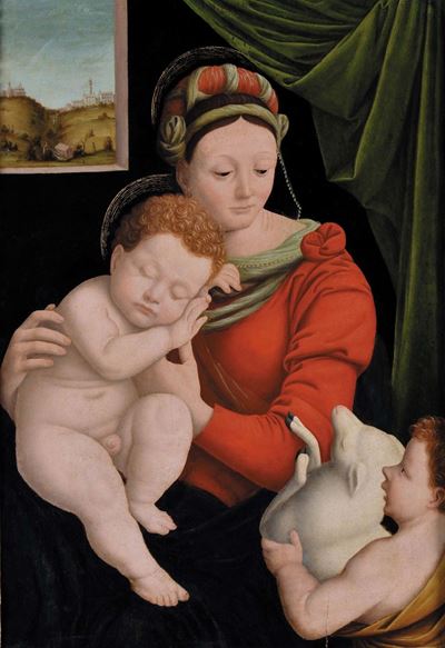 Bernardo Lanino (mortara 1512 - Vercelli 1583)madonna, Bimbo e San Giovannino