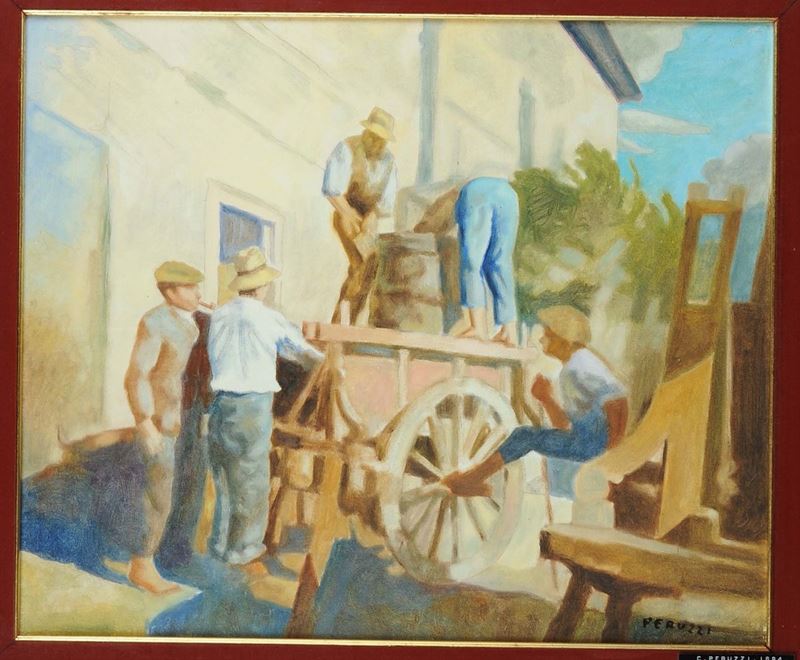 Cesare Peruzzi (1894) Tempo di vendemmia  - Auction 19th and 20th Century Paintings - Cambi Casa d'Aste