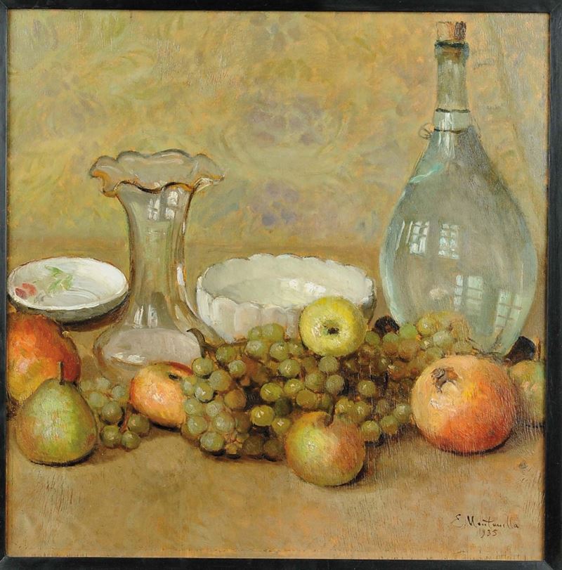 Evasio Montanella (1878-1940) Composizione con ceramiche  - Asta Dipinti del XIX e XX secolo - Cambi Casa d'Aste