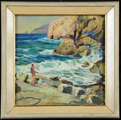 Giuseppe Caselli (1893-1976)mareggiata alle Cinque Terre