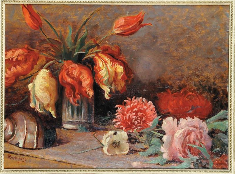 Dario Bardinero (1868-1908) Fiori e conchiglie  - Asta Dipinti del XIX e XX secolo - Cambi Casa d'Aste