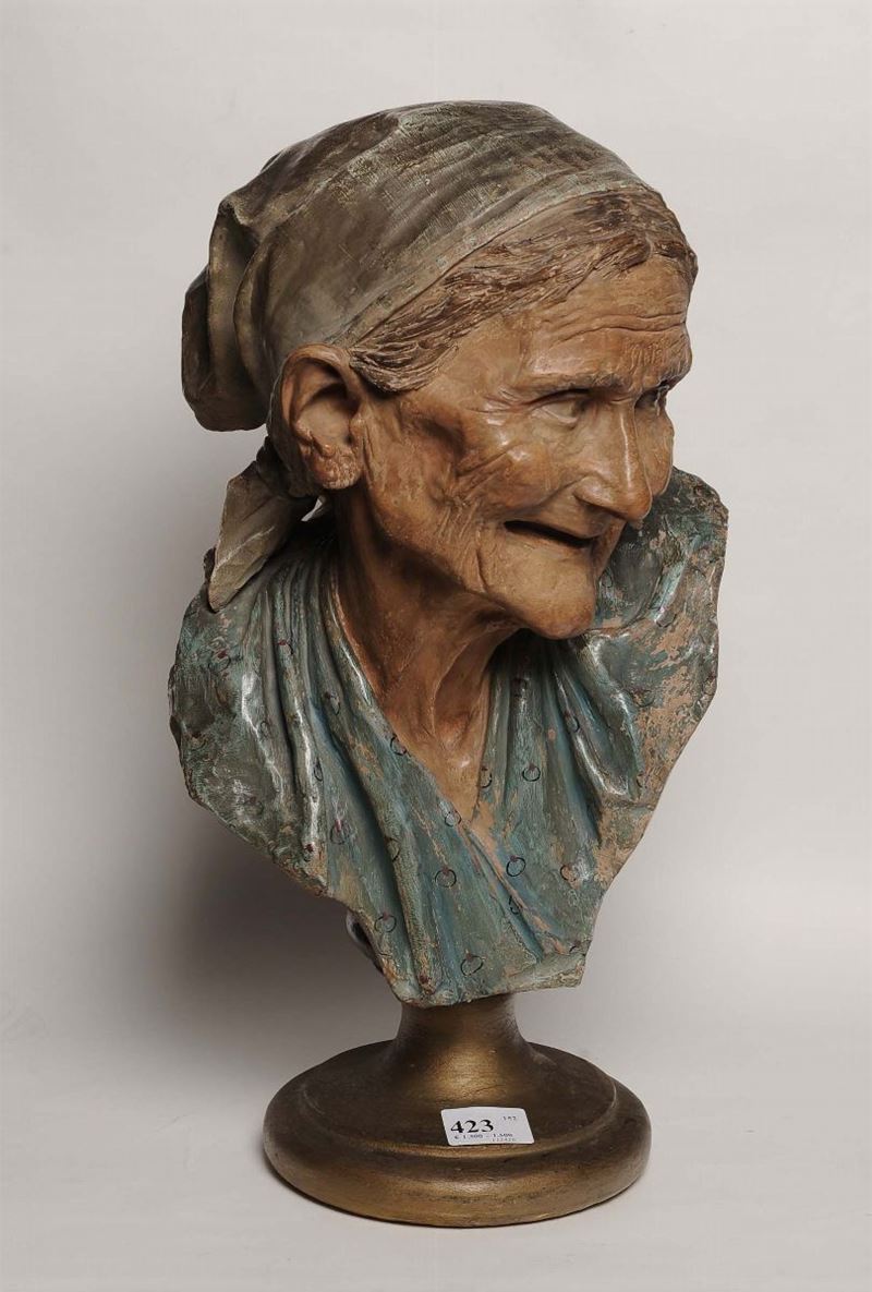 Manifattura Cacciapuoti - Napoli Busto di vecchia ammiccante  - Auction Decorative Arts of XX Century - I - Cambi Casa d'Aste