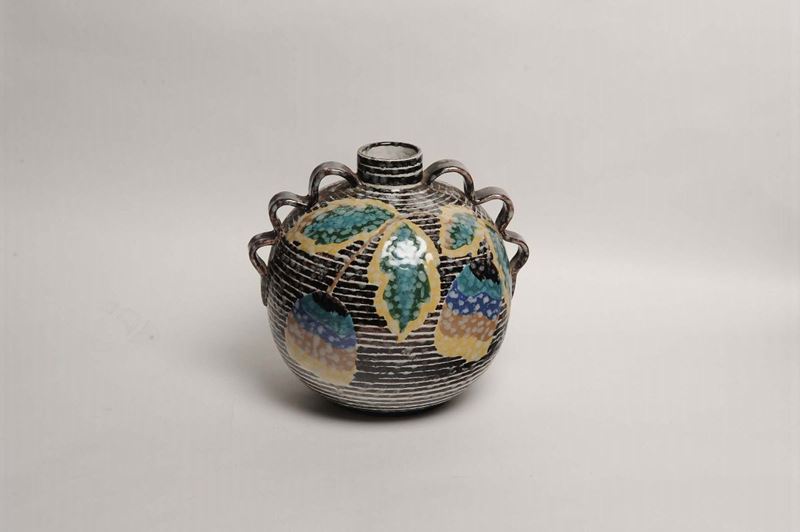 Ditta Poggi - Albisola Vaso con prese a nastro  - Auction Decorative Arts of XX Century - I - Cambi Casa d'Aste